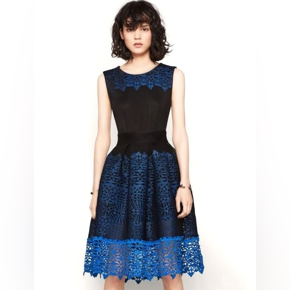 Maje Russe Honeycomb Knit And Guipure Dress Size 1